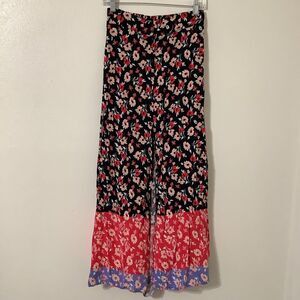 Express Multicolor Colorful Artsy Cottagecore Hippie Button Up Midi Skirt XS